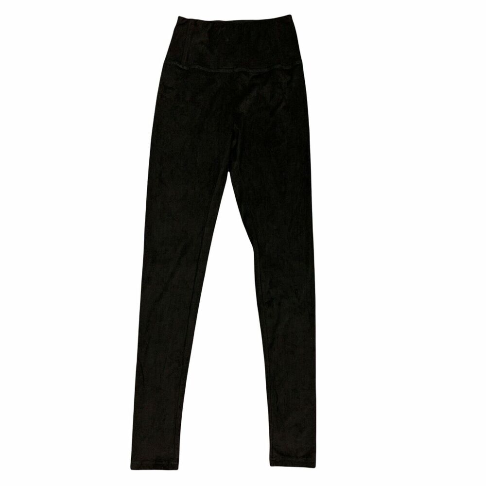 Francesca Mi Ami Faux Suede Leggings Womens S Small Black High Rise Stretch